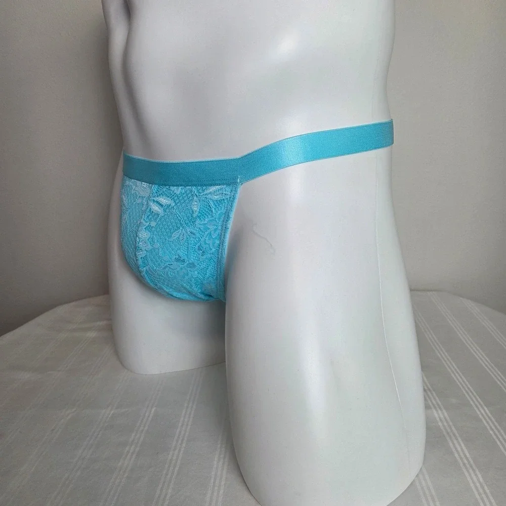 Cosabella Light Blue Floral Lace Thong Underwear Mens Sexy Intimate Briefs